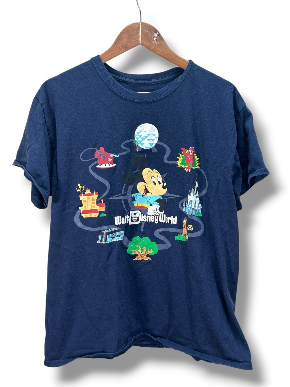 Disney Parks Mickey Navy Park Place Cotton Tshirt Size Large